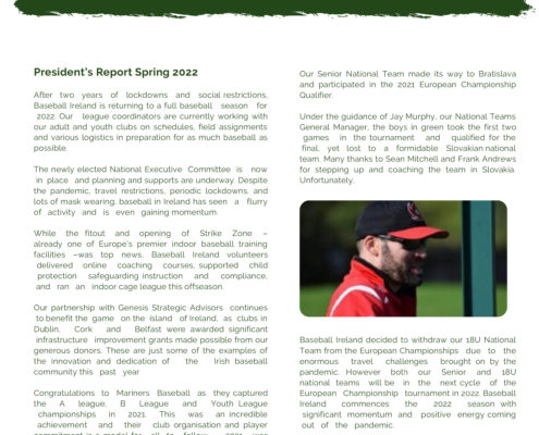 Baseball Ireland Newsletter Summer 2022