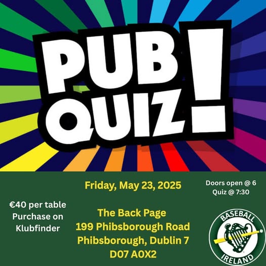 Baseball Ireland Pub Quiz May 2025
