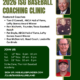 2026 ISG Baseball Coaching Clinic Poster showing details of Baseball Ireland's Coaching Clinic along with photographs of four Baseball Coaches